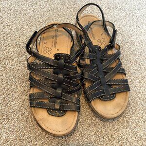 Naturalizer N5 Comfort Jamboree black leather sandals Strappy Size 7.5